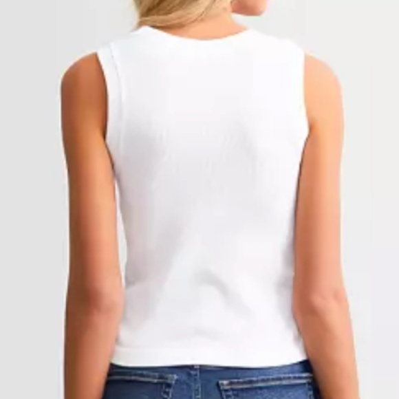 BKE Core (Buckle) White High Neck Ribbed Contour Tank Top (Size M/L) - Picture 2 of 6